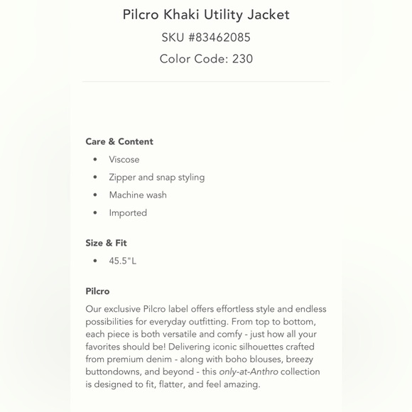 Pilcro Khaki Utility Jacket NWT Anthropologie - Picture 5 of 5
